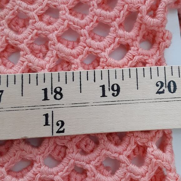 Vintage 1930s Crochet Cardigan Sweater Pink Bed Jacket Caftan Hollow Out Knit - Picture 6 of 9